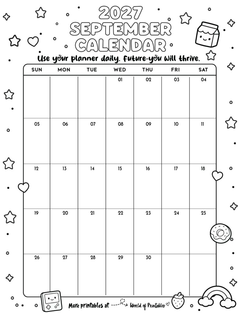 Printable September 2027 Calendar Design 340