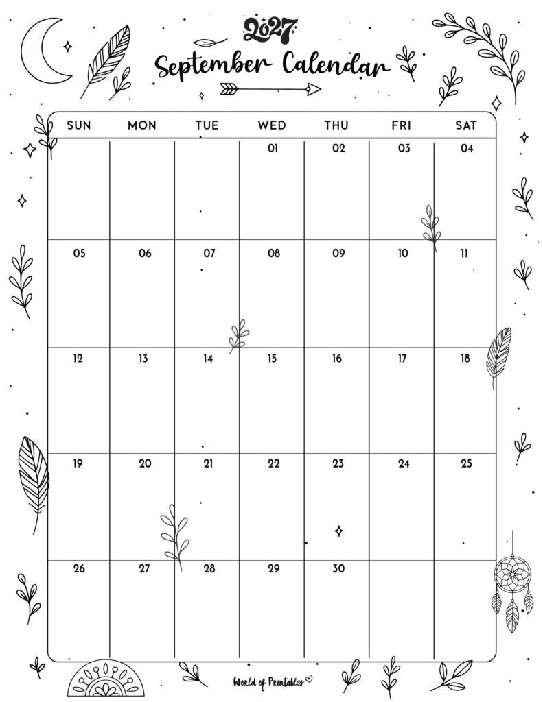 Printable September 2027 Calendar Design 341