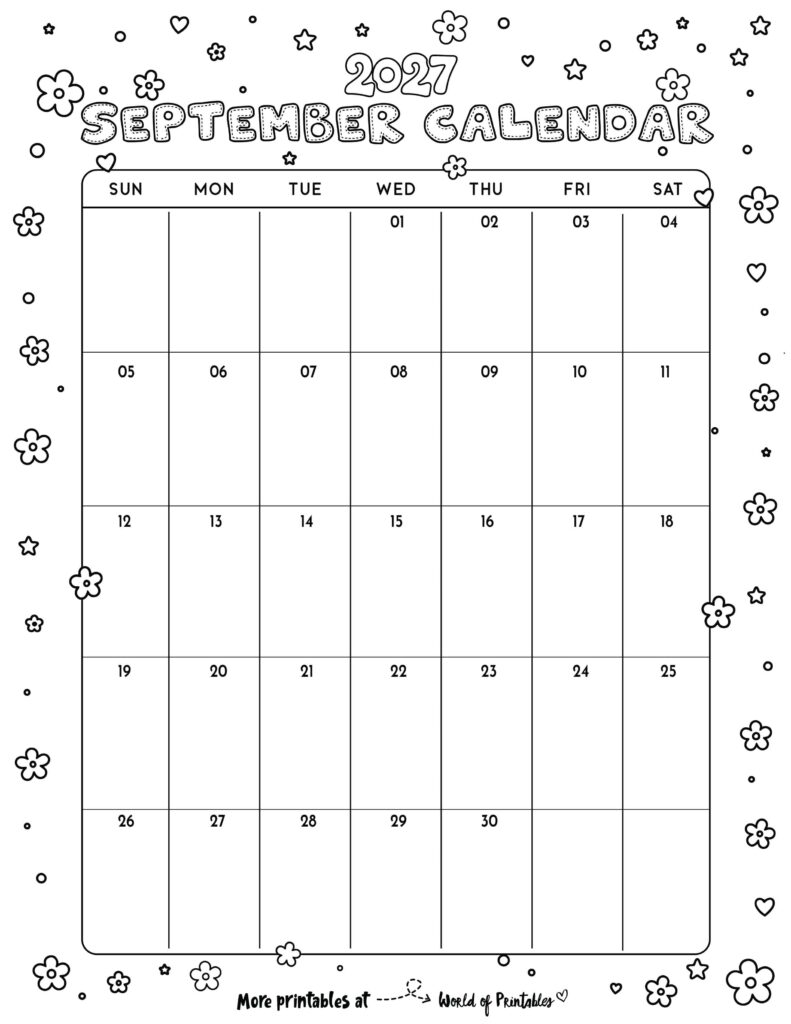 Printable September 2027 Calendar Design 342
