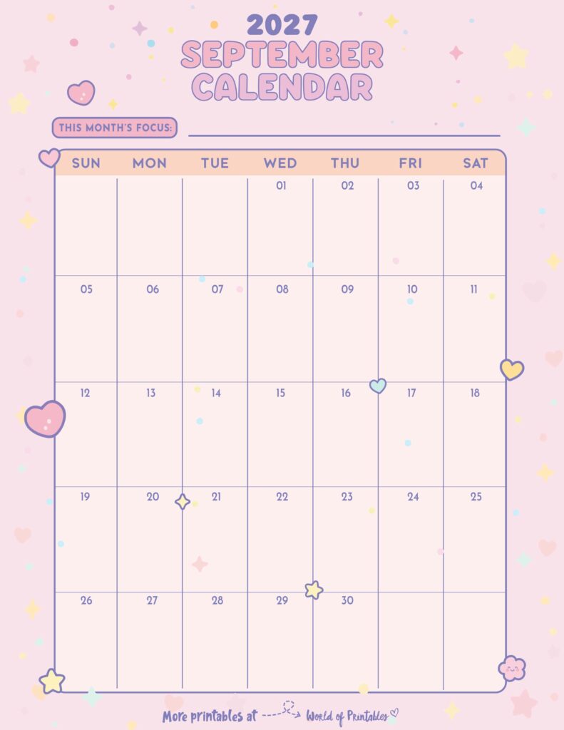 Printable September 2027 Calendar Design 343