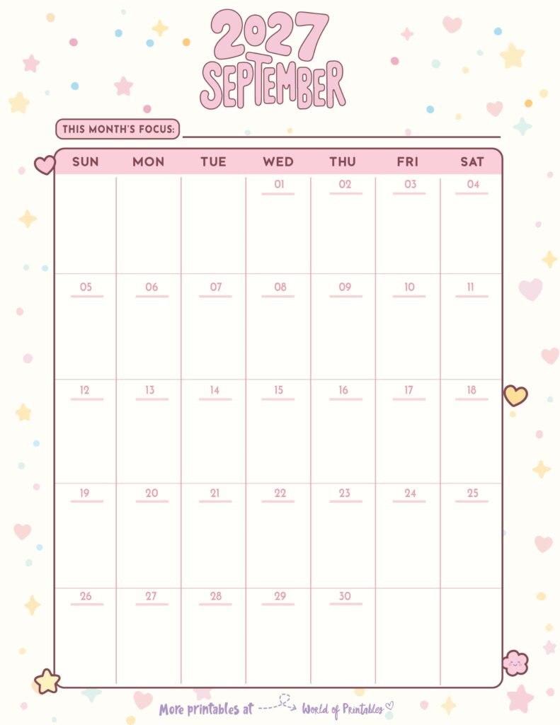 Printable September 2027 Calendar Design 344