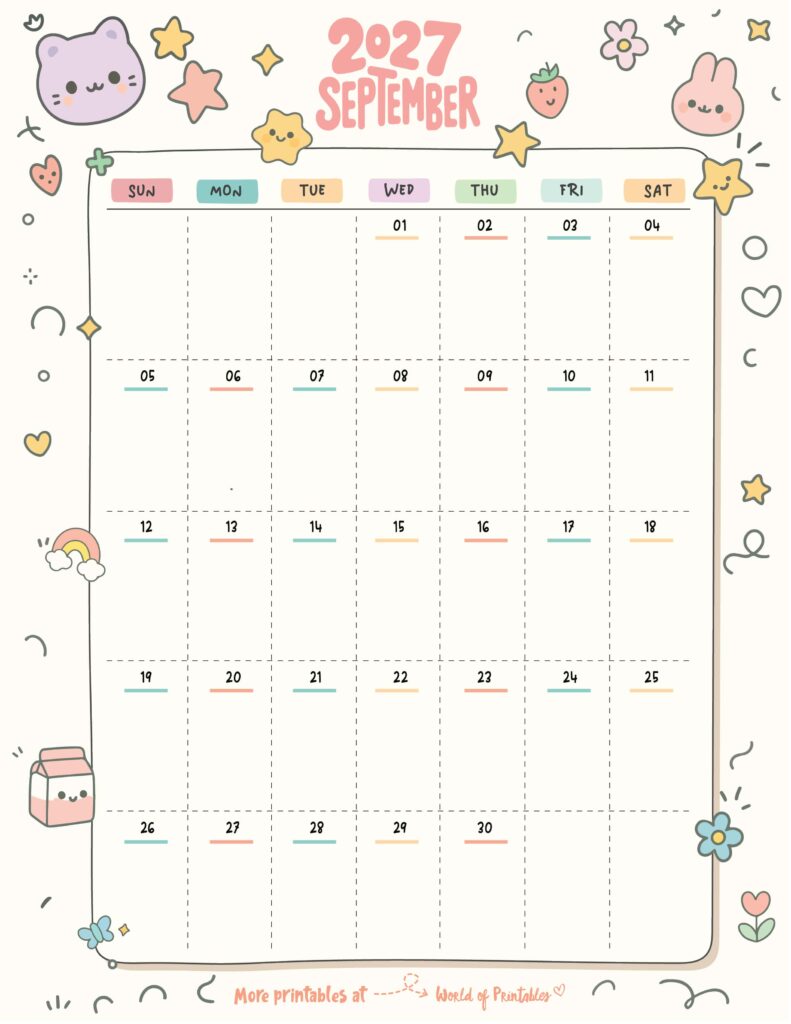 Printable September 2027 Calendar Design 352