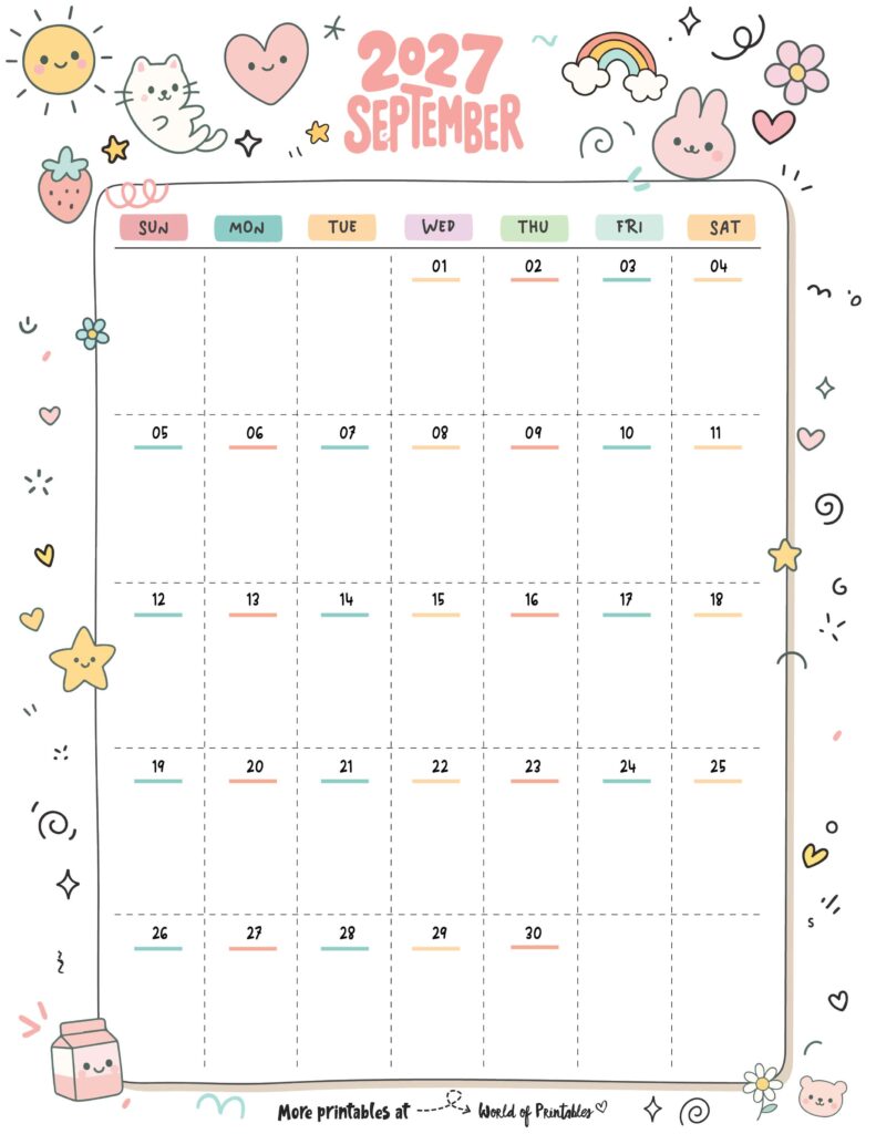 Printable September 2027 Calendar Design 353