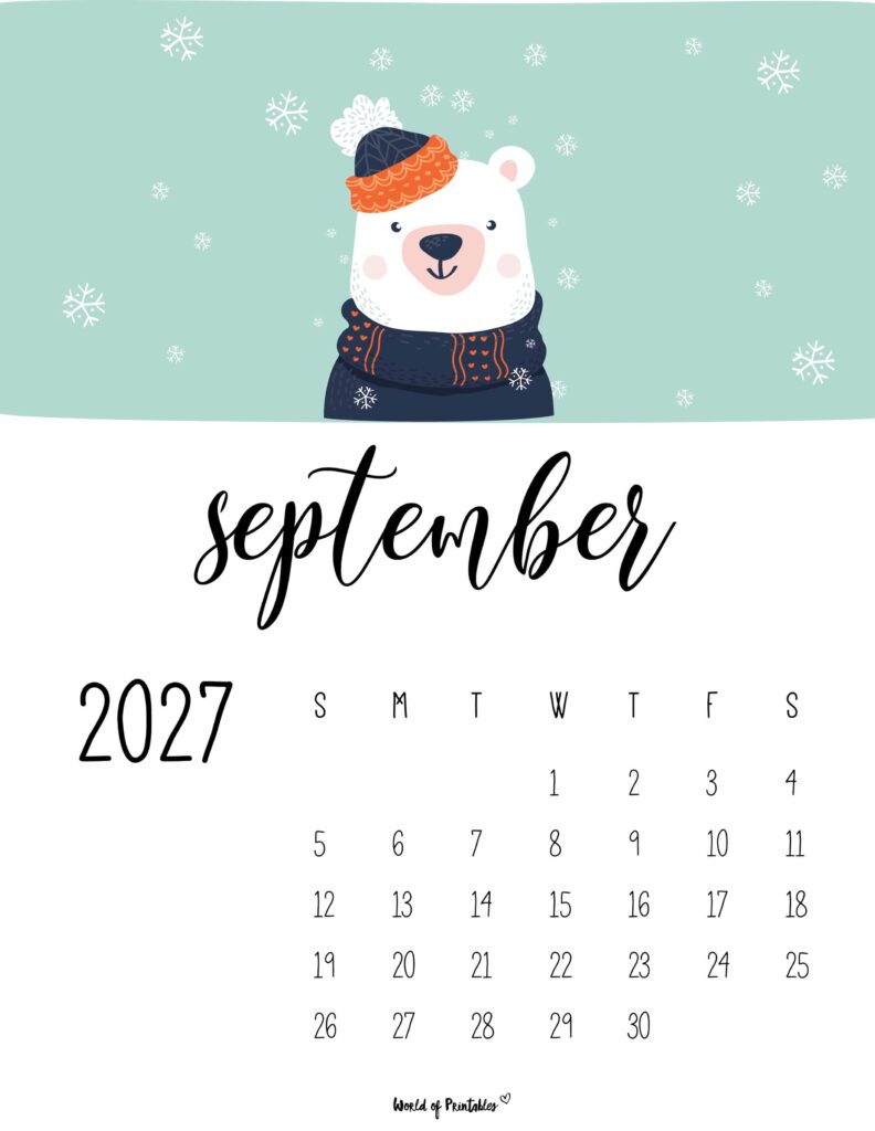 Printable September 2027 Calendar Design 36