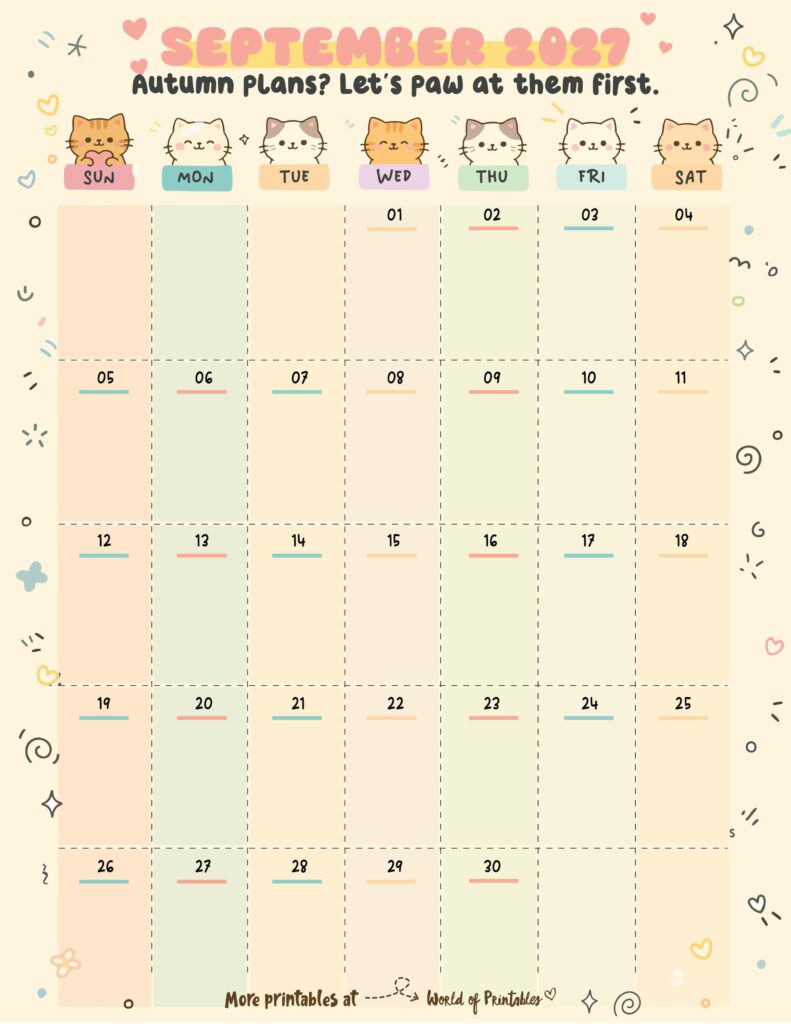 Printable September 2027 Calendar Design 360