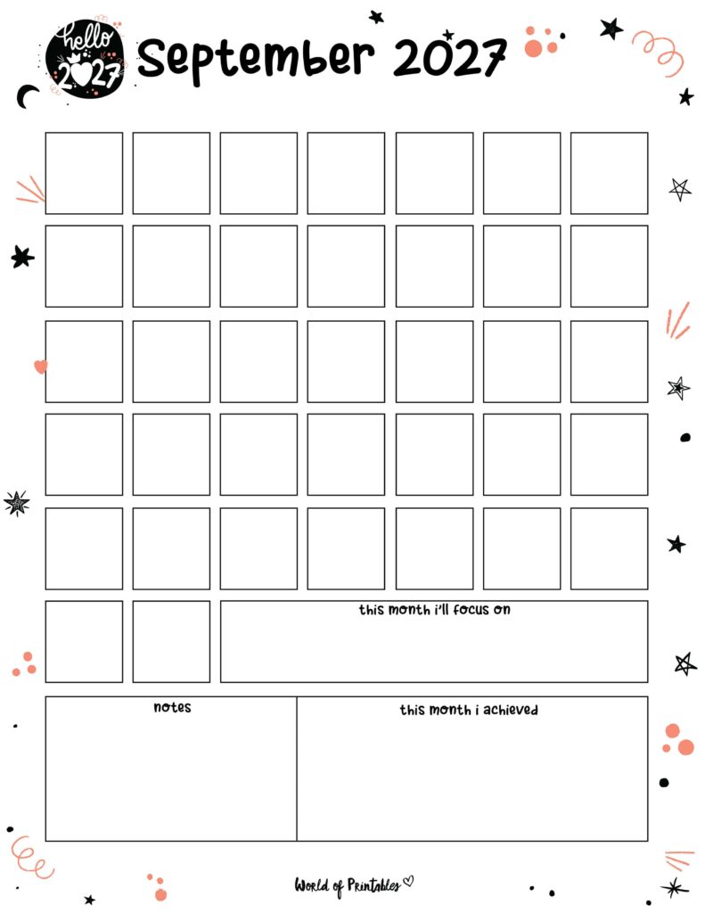 Printable September 2027 Calendar Design 361