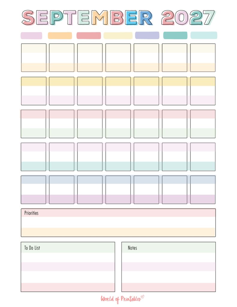 Printable September 2027 Calendar Design 363