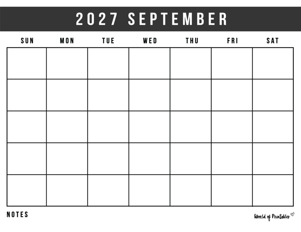 Printable September 2027 Calendar Design 364