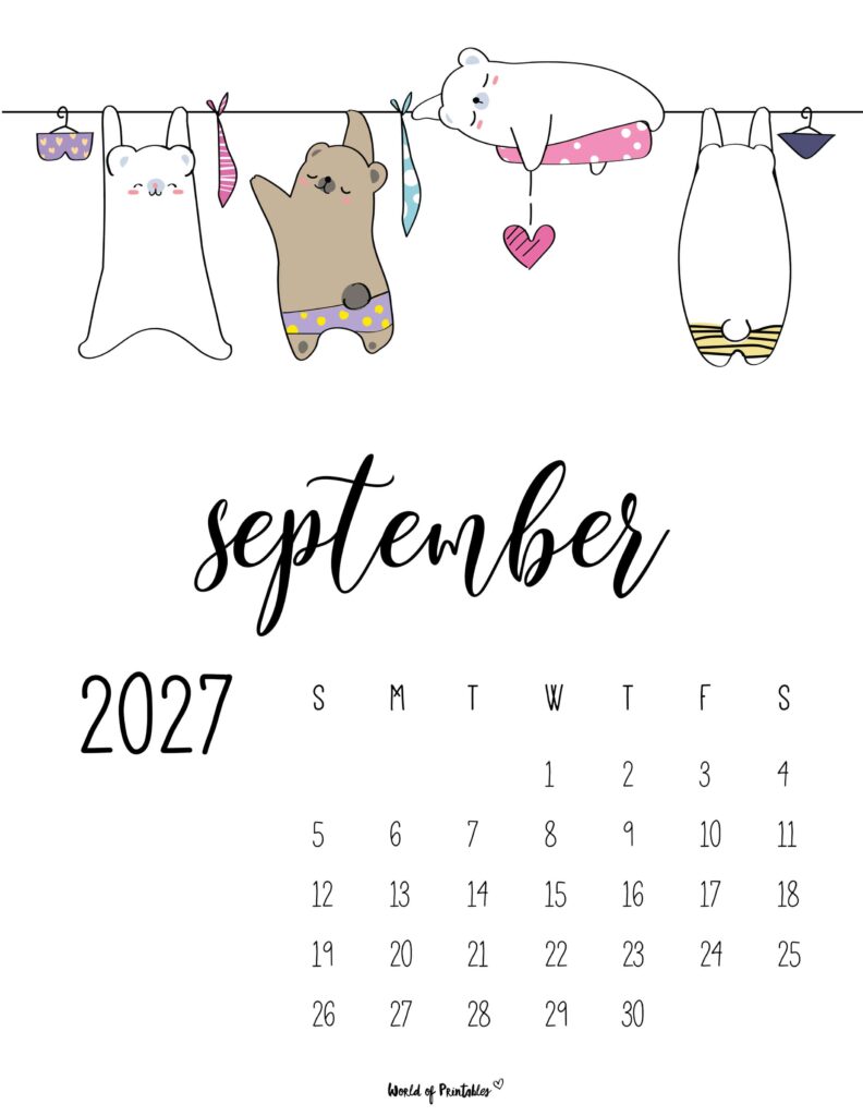 Printable September 2027 Calendar Design 39