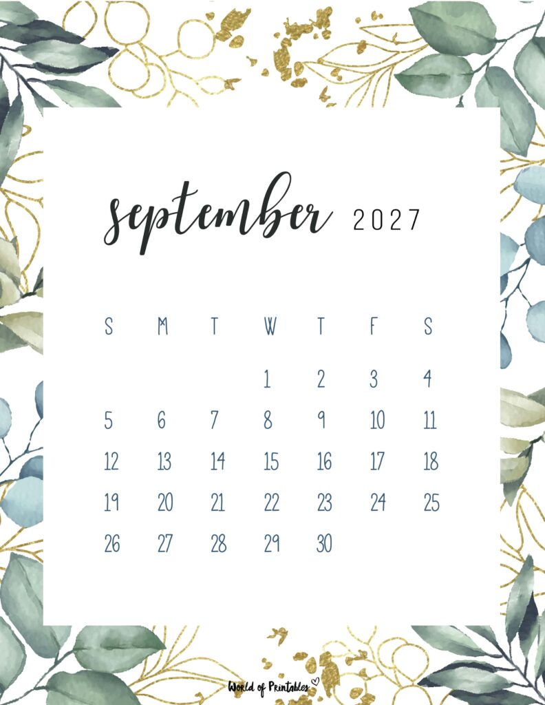 Printable September 2027 Calendar Design 4