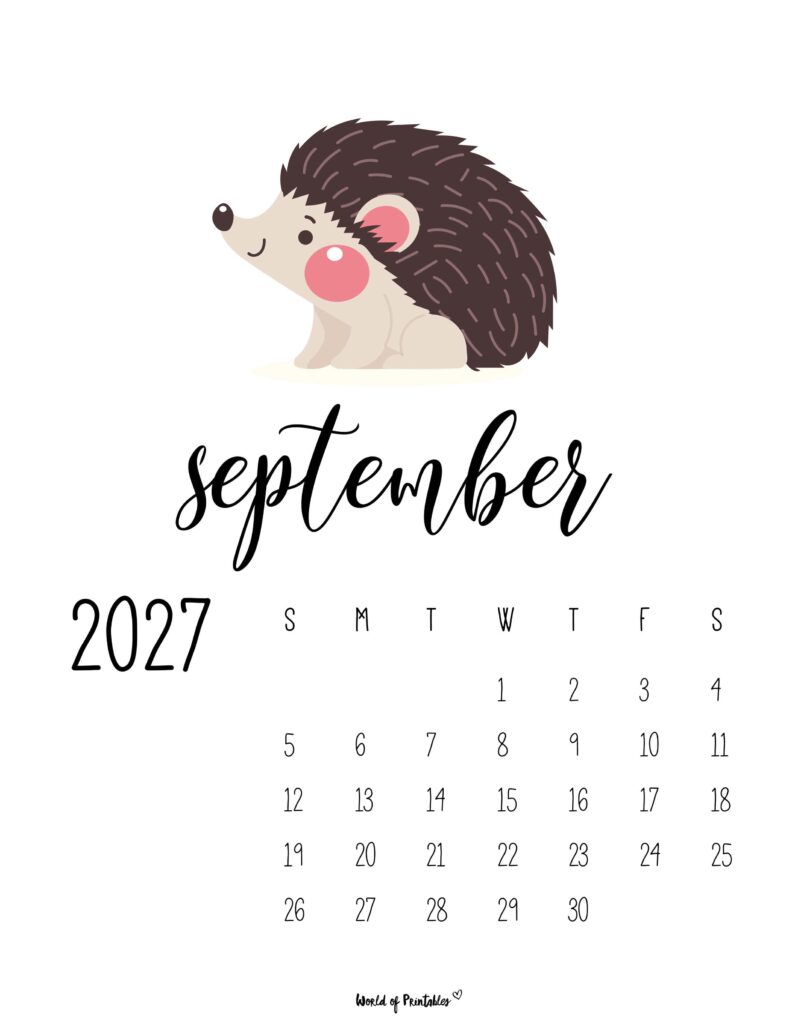 Printable September 2027 Calendar Design 42