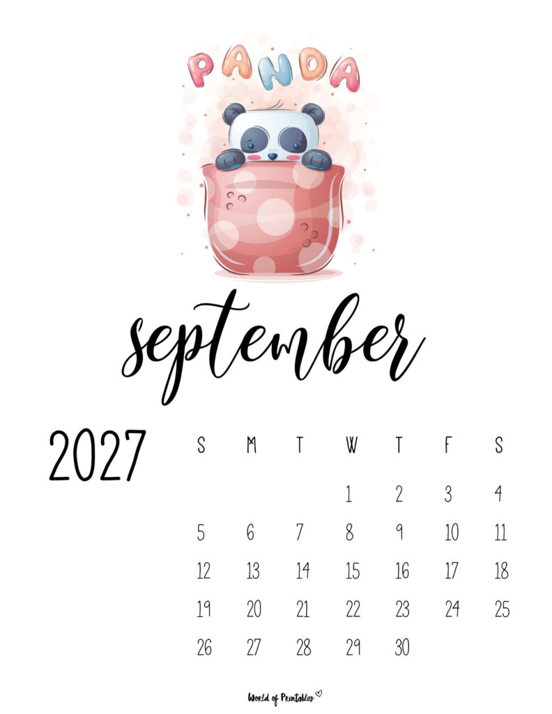 Printable September 2027 Calendar Design 43