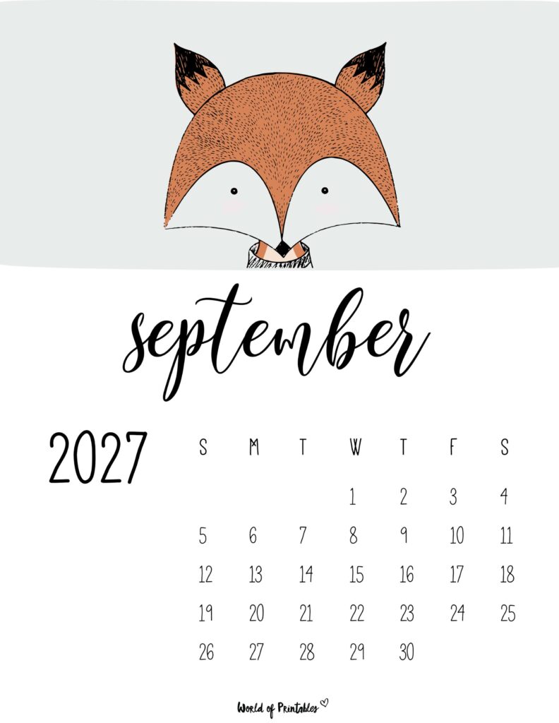 Printable September 2027 Calendar Design 45