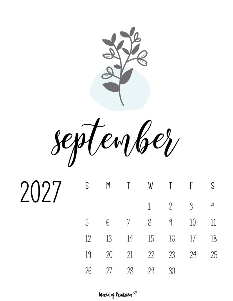 Printable September 2027 Calendar Design 46