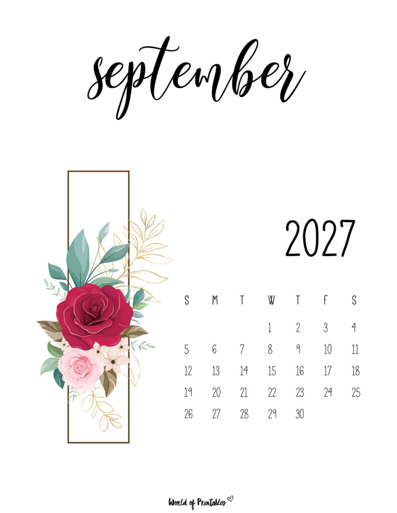 Printable September 2027 Calendar Design 47