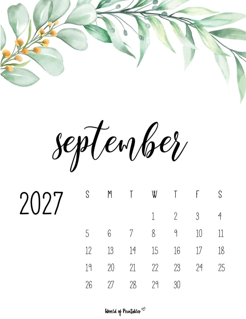Printable September 2027 Calendar Design 49