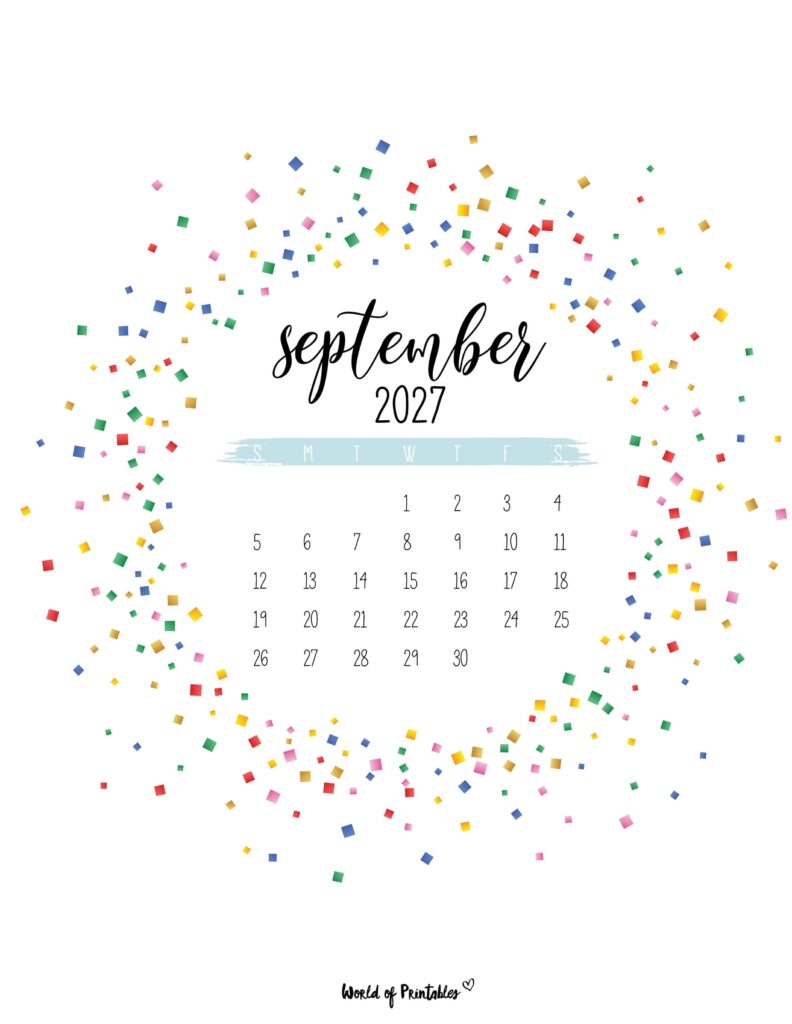 Printable September 2027 Calendar Design 6
