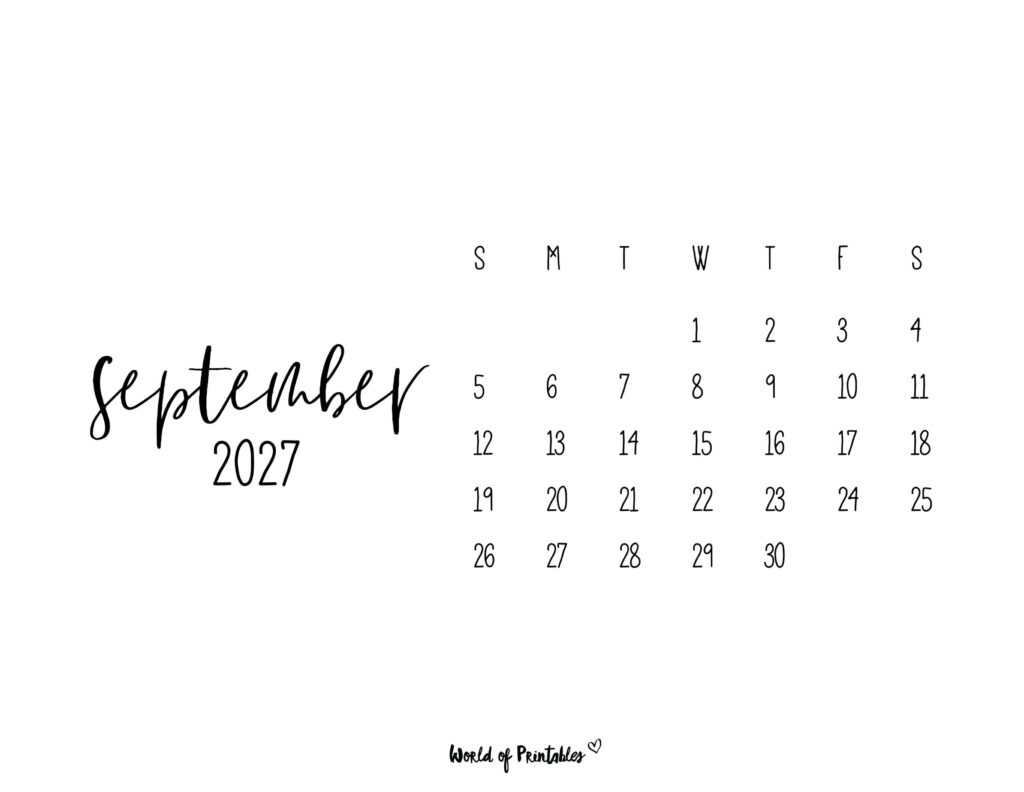 Printable September 2027 Calendar Design 63 alt