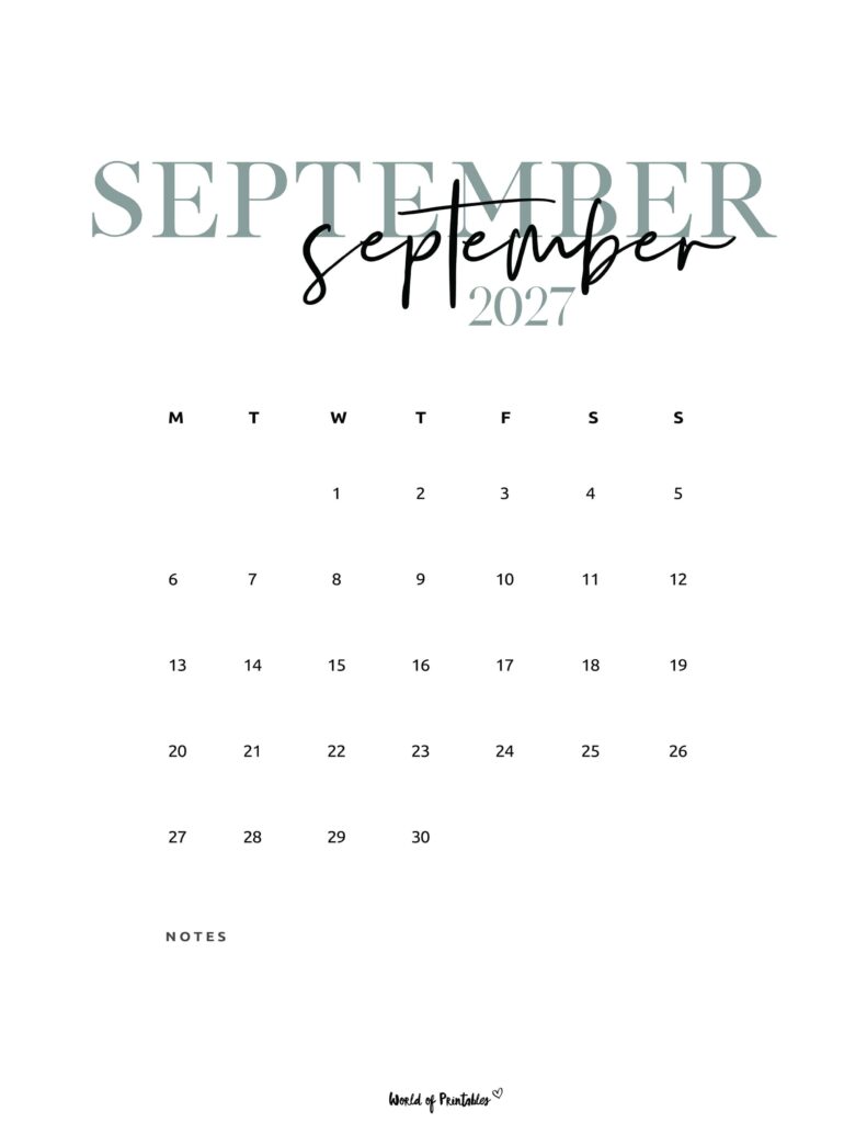 Printable September 2027 Calendar Design 71