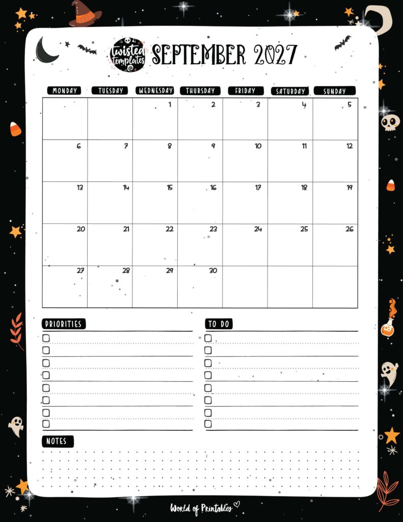 Printable September 2027 Calendar Design 87