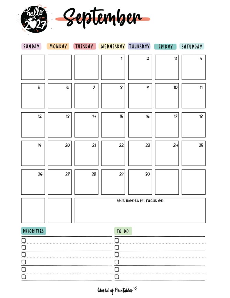Printable September 2027 Calendar Design 90