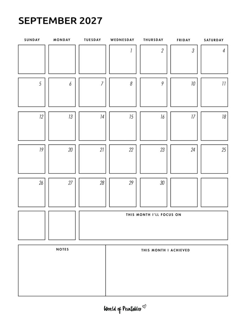 Printable September 2027 Calendar Design 92