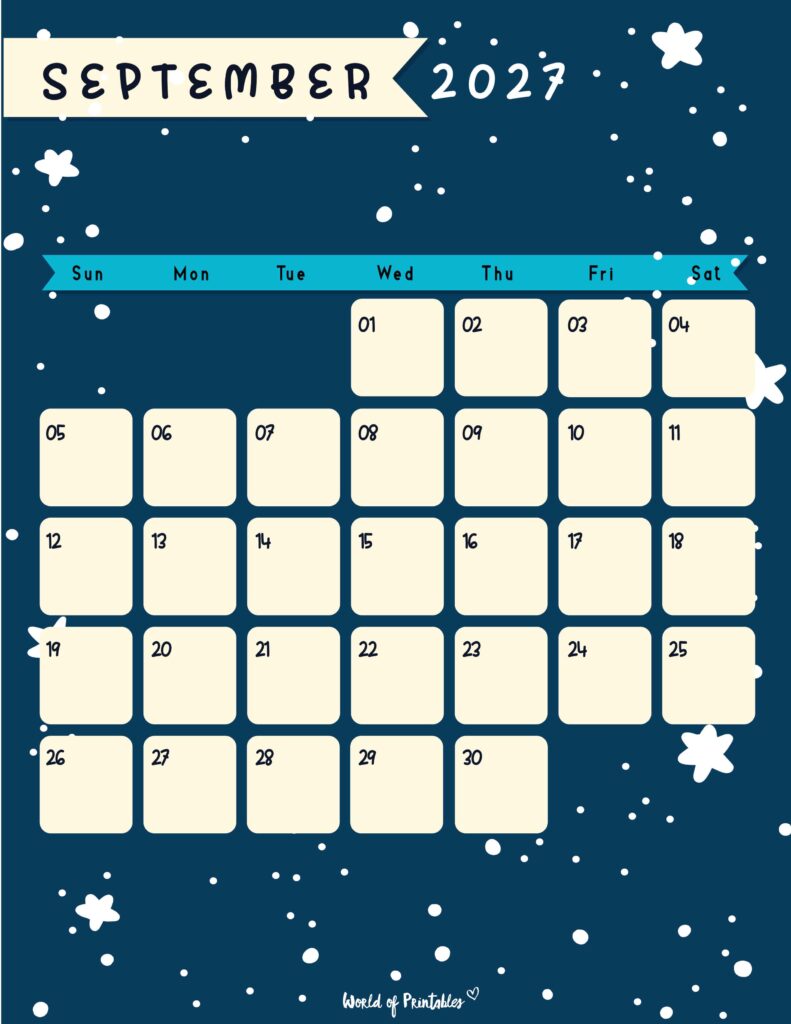 Printable September 2027 Calendar Design 95