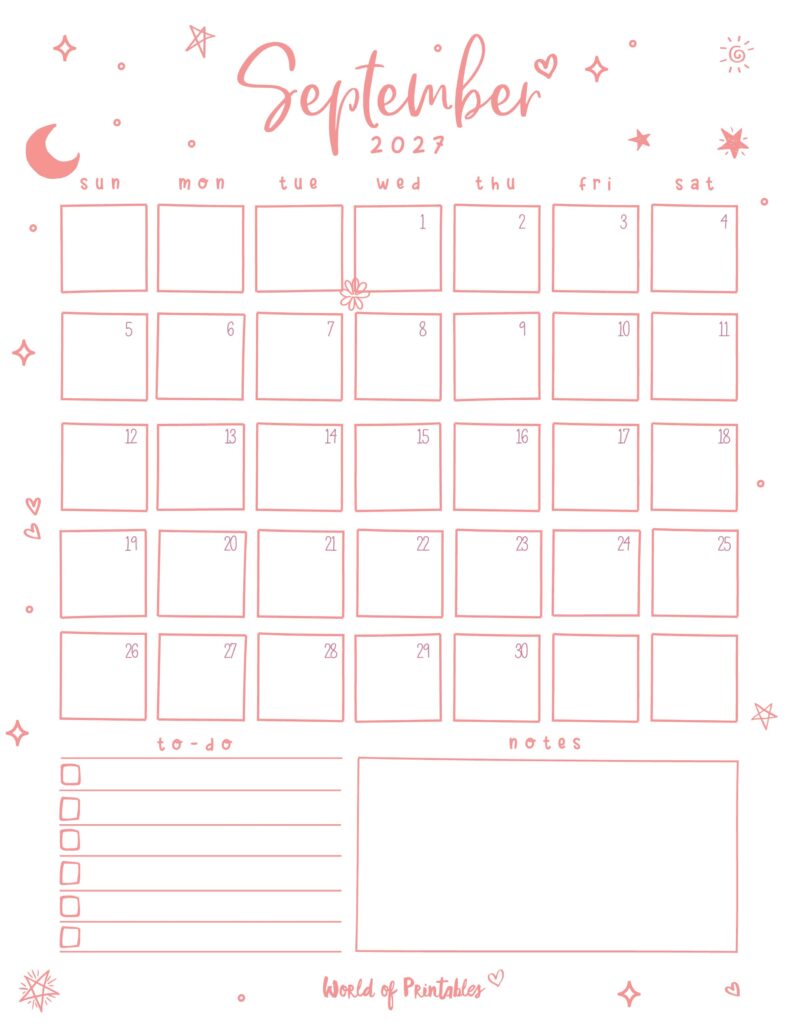 Printable September 2027 Calendar Design 97